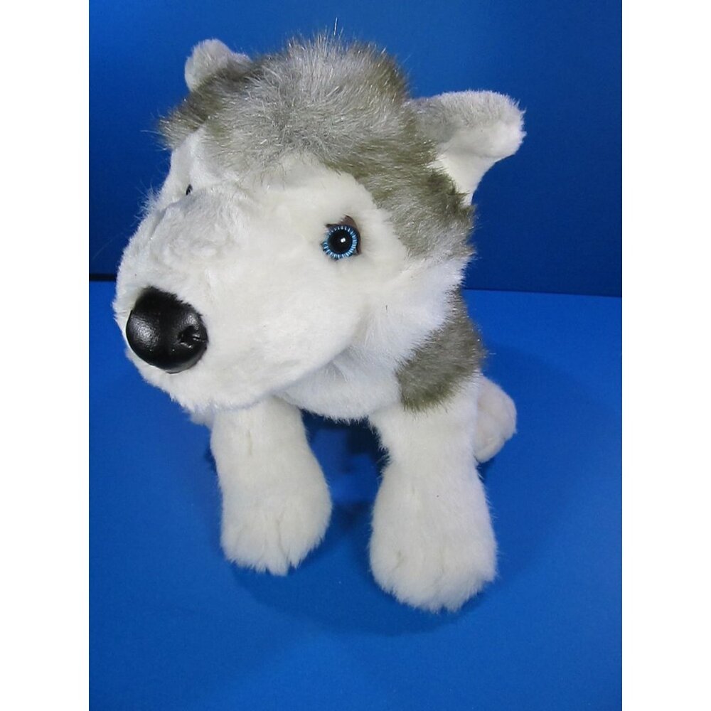 Build A Bear Malemute Husky Blue Eyes Grey White Stuffed Animal Dog